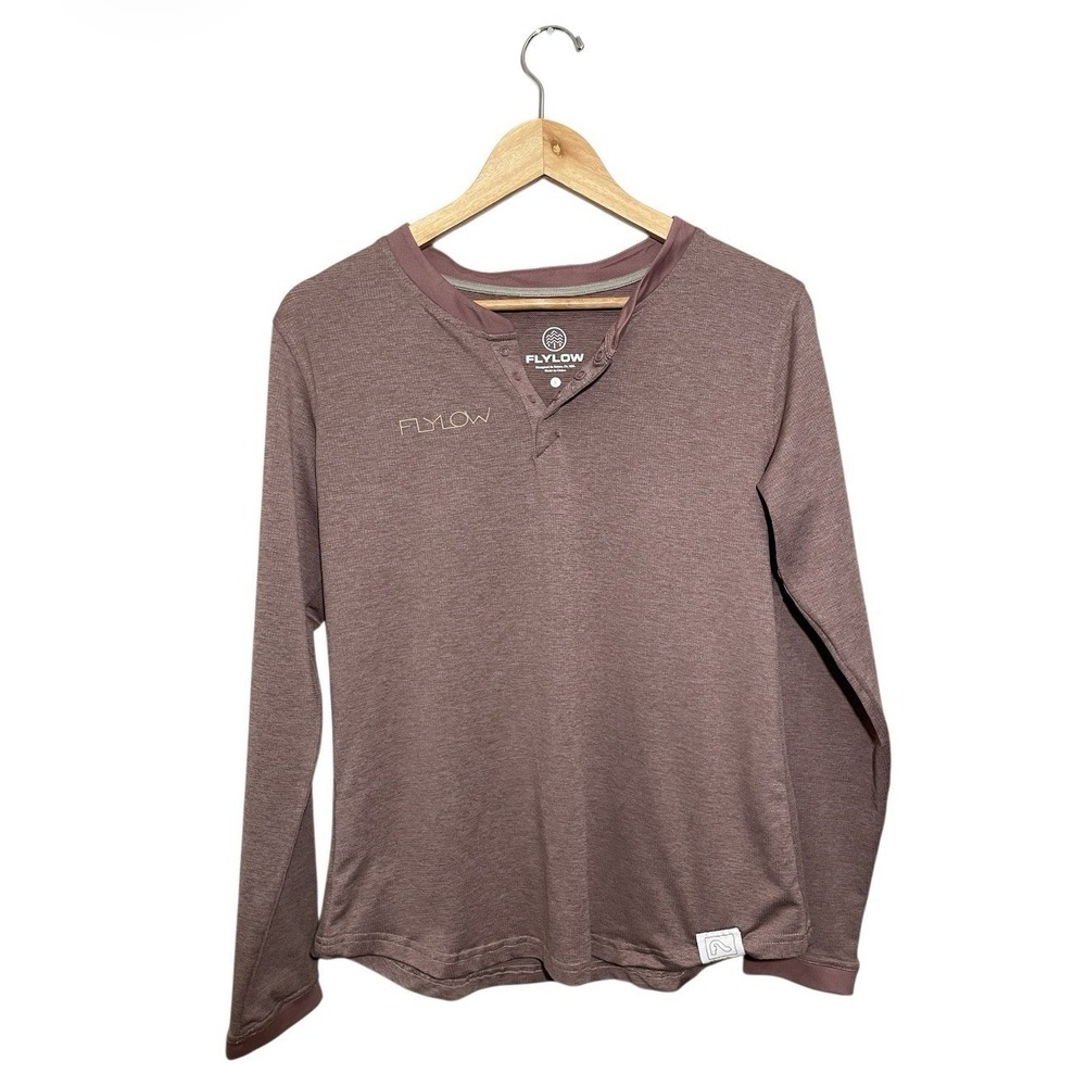 Flylow Honey Henley Shirt‎ Women's Large Long Sleeve Snap Button Mauve
